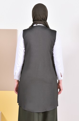 Large Size Lace Detailed Vest 50536-01 Khaki 50536-01