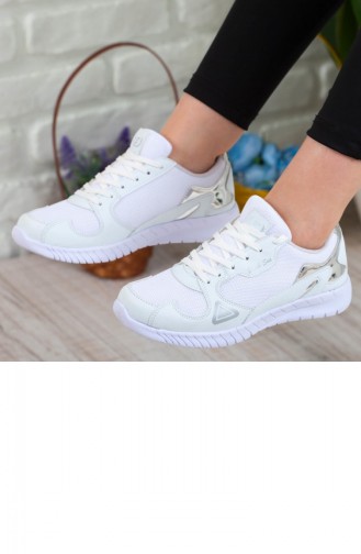 Kadın Günlük Spor Ayakkabı A192Ytsn0015180 Beyaz Gümüş Tekstil