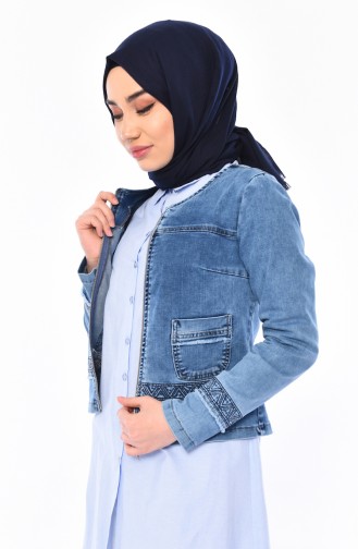 Veste Jean avec Poches 6053-02 Bleu Jean 6053-02