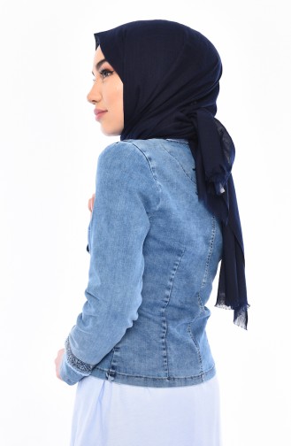 Veste Jean avec Poches 6053-02 Bleu Jean 6053-02