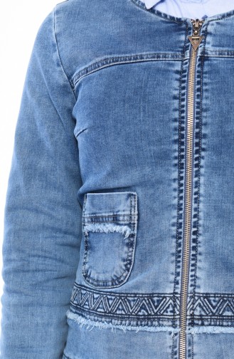 Veste Jean avec Poches 6053-02 Bleu Jean 6053-02