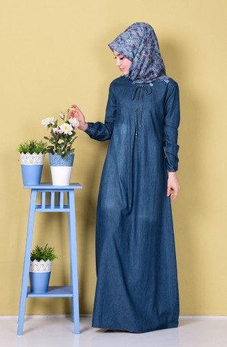 Dark Blue Hijab Dress 4401-02