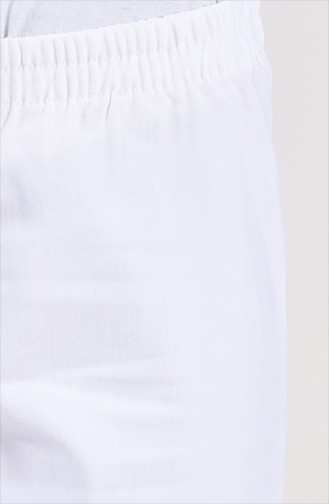 Lastikli Bol Paça Pantolon 2069B-05 Beyaz