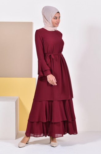 فستان شيفون بتصميم واسع01 لون ارجواني 0142-01