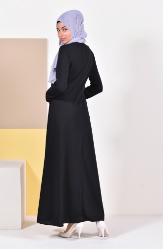 Düğme Detaylı Elbise 2022-01 Siyah 2022-01