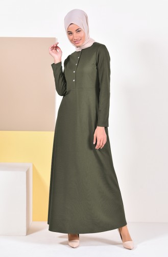 Button Detailed Dress 2022-04 Khaki 2022-04