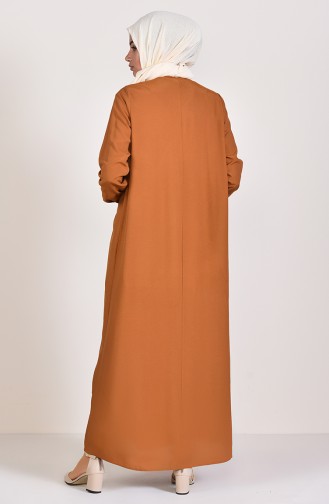 Düğmeli Elbise 1195-09 Taba