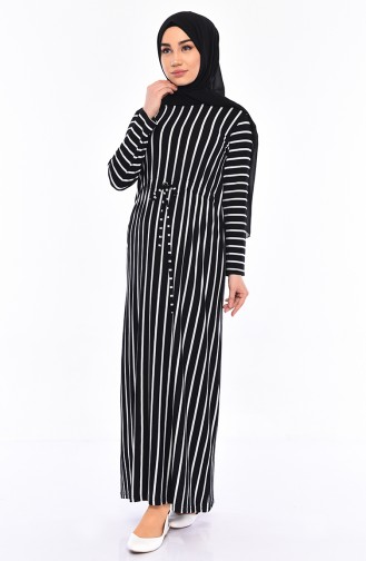 Striped Dress 3024-01 Black 3024-01
