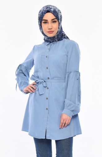 Belted Tencel Tunic 0719-01 Blue 0719-01