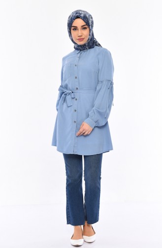 Belted Tencel Tunic 0719-01 Blue 0719-01