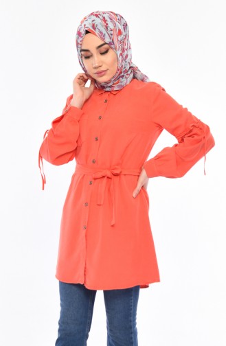 Belted Tencel Tunic 0719-03 Vermilion 0719-03