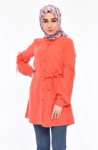 Belted Tencel Tunic 0719-03 Vermilion 0719-03