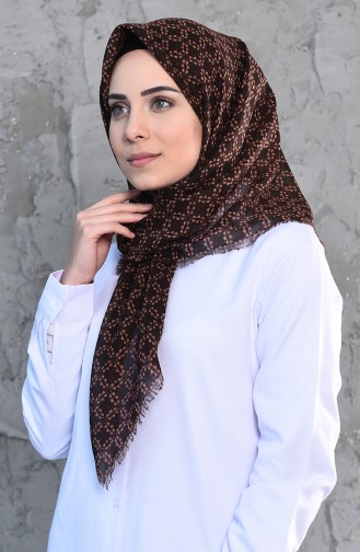 Patterned Flamed Cotton Scarf 2209-02 Brown 2209-02