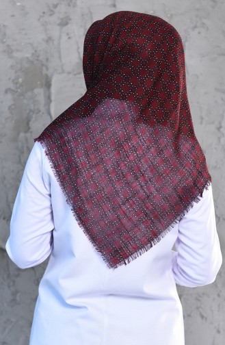 Patterned Flamed Cotton Scarf 2209-12 Bordeaux 2209-12