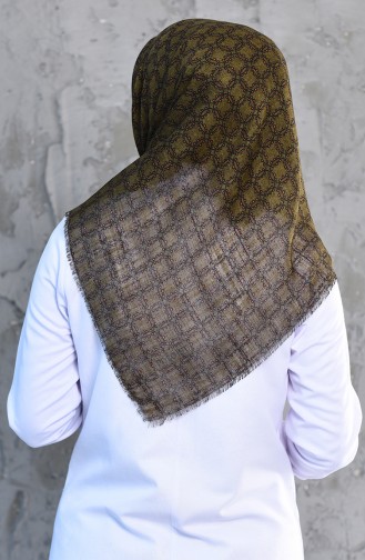 Patterned Flamed Cotton Scarf 2209-15 Khaki 2209-15