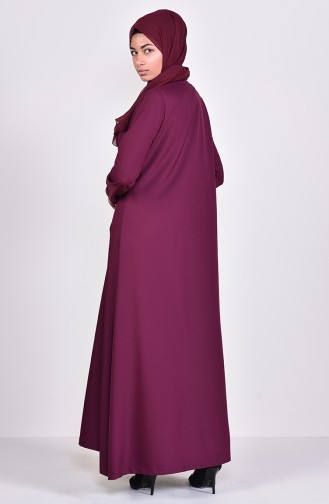 Tassel Detailed Abaya 6756-02 Plum 6756-02