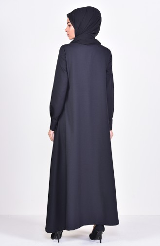 Abaya Détail Frange 6756-05 Noir 6756-05