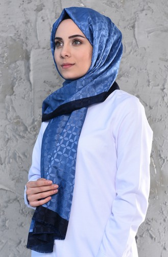 Karaca Monogram Şal Eşarp 90575-06 Lacivert Mavi