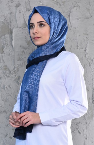 Karaca Monogram Şal Eşarp 90575-06 Lacivert Mavi