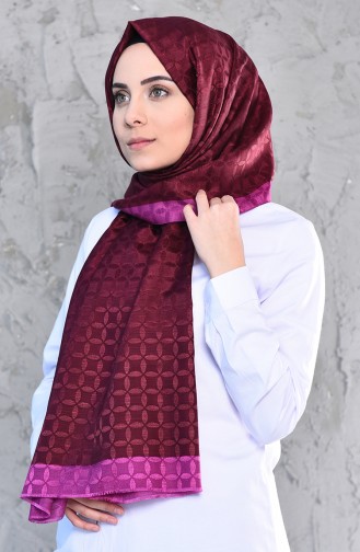 Karaca Monogram Şal Eşarp 90575-09 Fuşya Bordo