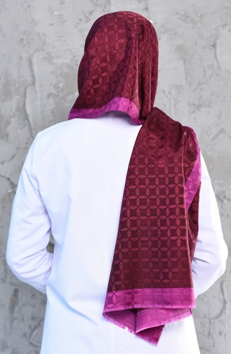 Karaca Monogram Châle Echarpe 90575-09 Fushia Bordeaux 90575-09