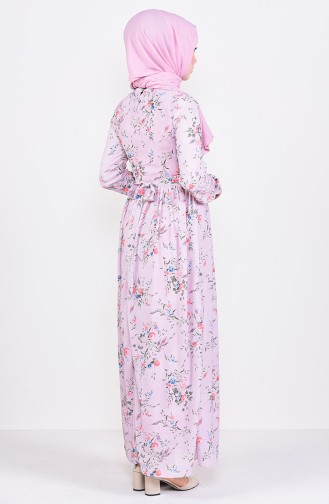 Robe Mousseline a Motifs 6274-03 Rose Pâle 6274-03