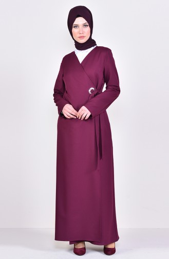 Eyelet Detailed Abaya 6791-01 Plumed 6791-01