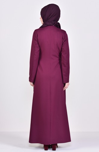 Eyelet Detailed Abaya 6791-01 Plumed 6791-01