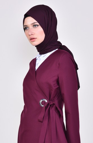 Eyelet Detailed Abaya 6791-01 Plumed 6791-01