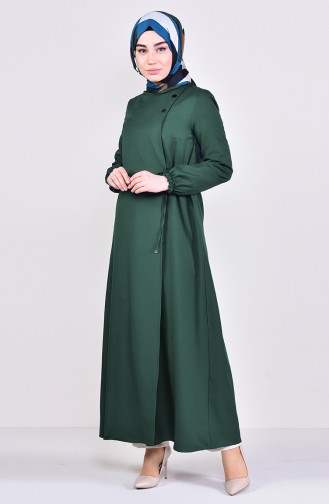 Tie Side Abaya  6814-05 Emerald Green 6814-05