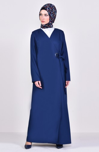 Eyelet Detailed Abaya 6791-04 Navy Blue 6791-04