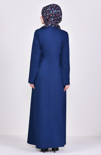 Eyelet Detailed Abaya 6791-04 Navy Blue 6791-04