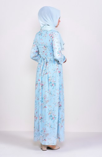 Patterned Chiffon Dress 6274-02 Mint Blue 6274-02