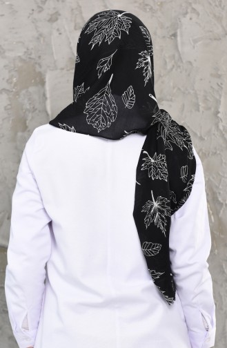 Bahar Desenli Pamuk Şal 503-105 Siyah Beyaz 503-105