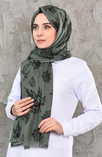 Spring Patterned Cotton Shawl  503-106 Green Black 503-106