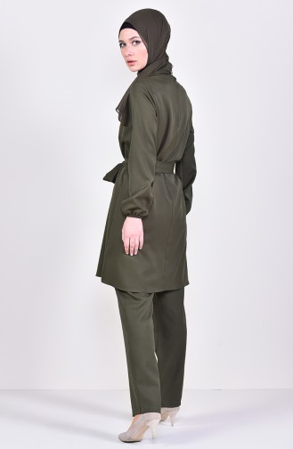 Belted Tunic Pants Binary Suit 3018-04 Khaki 3018-04