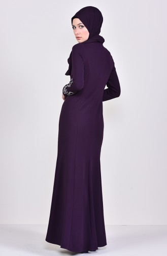 Stone Printed Evening Dress 1096-03 Purple 1096-03