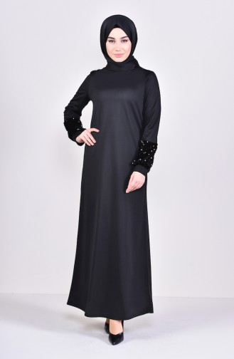 Payetli Elbise 4011-01 Siyah