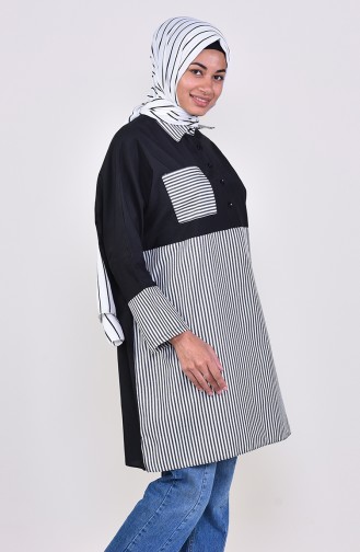 Reglan Kol Garnili Cepli Tunik 2478-04 Siyah