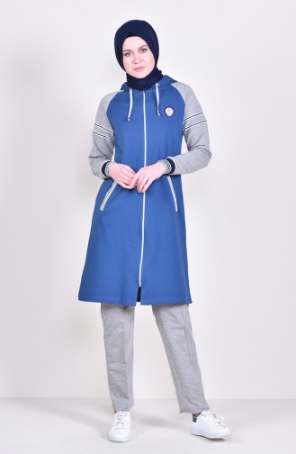 Zippered Tracksuit Indigo Gray 1011-03