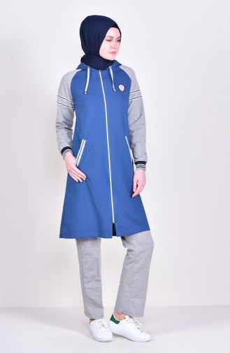 Zippered Tracksuit Indigo Gray 1011-03