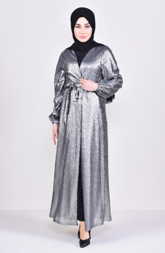 Payetli Abaya 7833-02 Gri 7833-02