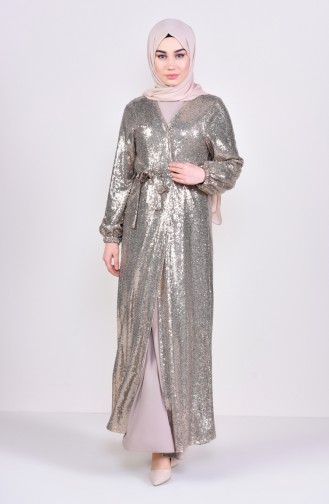 Sequined Abaya 7833-03 Mink 7833-03