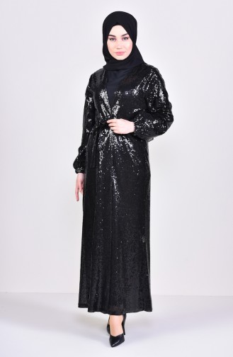 Pailletten Abaya 7833-06 Schwarz 7833-06