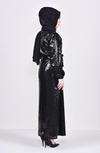 Abaya a Paillettes 7833-06 Noir 7833-06