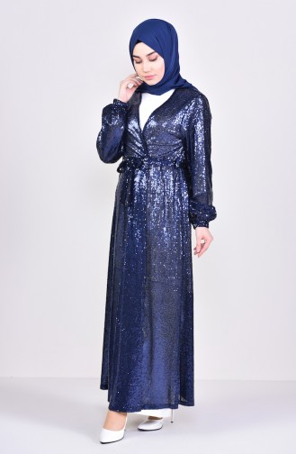 Payetli Abaya 7833-07 Lacivert