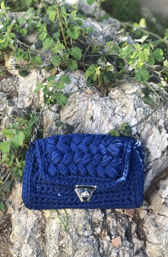 Cotton Knitted Shoulder Bag 2016-01 Navy Blue 2016-01