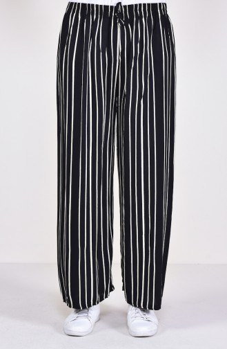 Striped Summer Pants 7844-02 Black 7844-02
