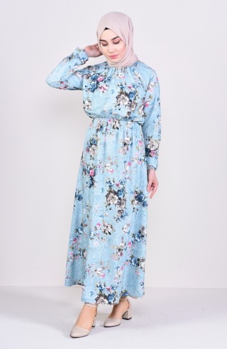 Patterned Summer Dress 5116-01 Almond Green 5116-01