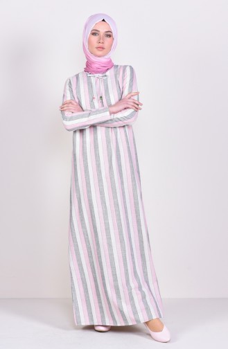 فستان بتصميم مخطط 6366-02 لون وردي 6366-02